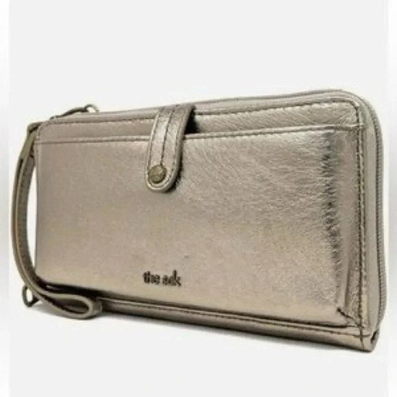 The Sak Genuine Leather 3 in 1 Wristlet, Phone, Wallet, Crossbody - Pyrite - Picture 1 of 12